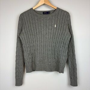 Polo by Ralph Lauren Women's Gray Cable-Knit Crewneck Sweater